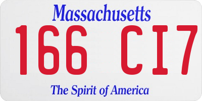 MA license plate 166CI7