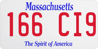 MA license plate 166CI9