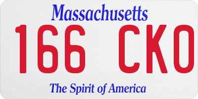 MA license plate 166CK0