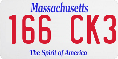 MA license plate 166CK3