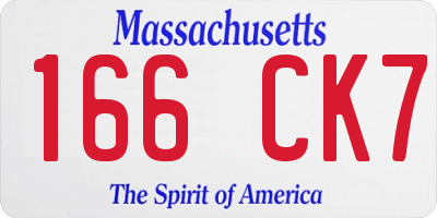 MA license plate 166CK7