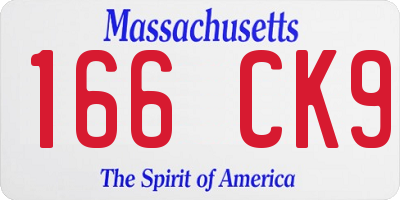 MA license plate 166CK9