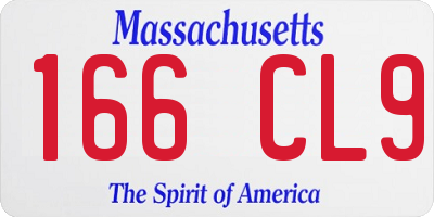 MA license plate 166CL9
