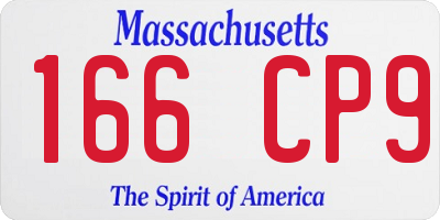 MA license plate 166CP9