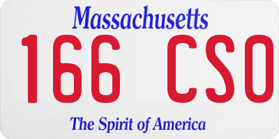 MA license plate 166CS0