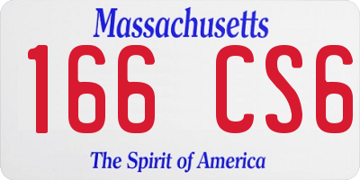 MA license plate 166CS6