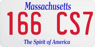 MA license plate 166CS7