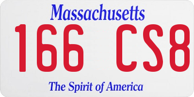 MA license plate 166CS8