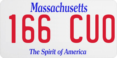 MA license plate 166CU0