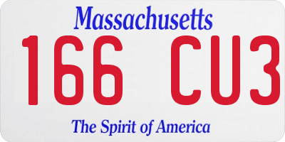 MA license plate 166CU3