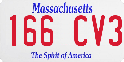 MA license plate 166CV3