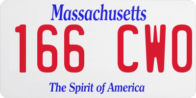 MA license plate 166CW0
