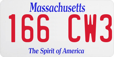 MA license plate 166CW3