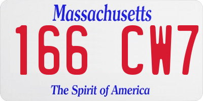 MA license plate 166CW7