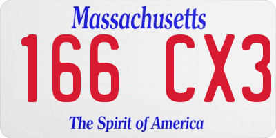 MA license plate 166CX3