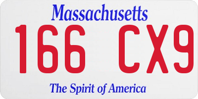 MA license plate 166CX9