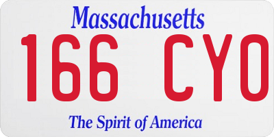 MA license plate 166CY0