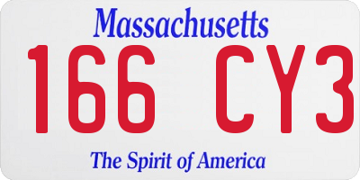 MA license plate 166CY3