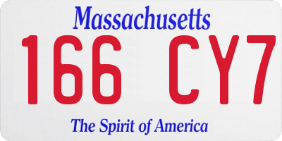 MA license plate 166CY7