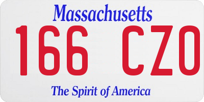 MA license plate 166CZ0