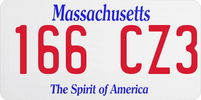 MA license plate 166CZ3