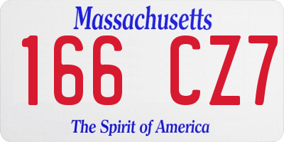 MA license plate 166CZ7