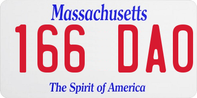 MA license plate 166DA0