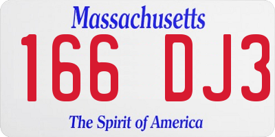 MA license plate 166DJ3
