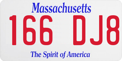 MA license plate 166DJ8