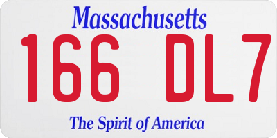 MA license plate 166DL7
