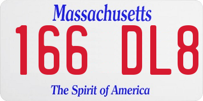 MA license plate 166DL8