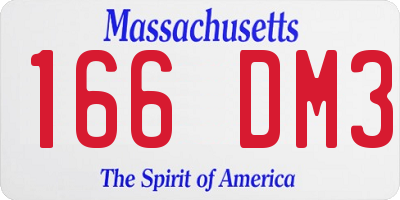 MA license plate 166DM3