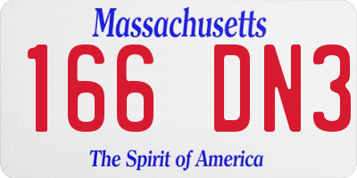 MA license plate 166DN3