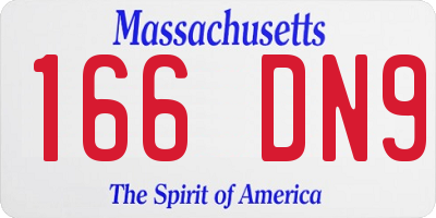 MA license plate 166DN9