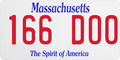 MA license plate 166DO0