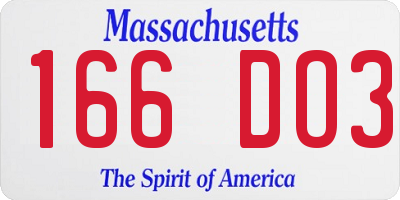 MA license plate 166DO3