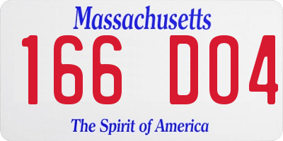 MA license plate 166DO4