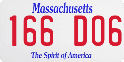 MA license plate 166DO6