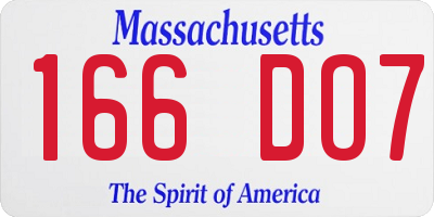 MA license plate 166DO7
