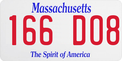 MA license plate 166DO8