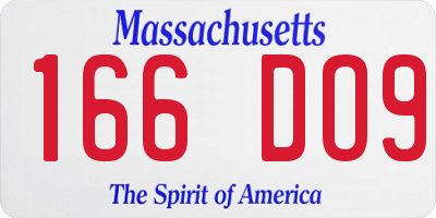 MA license plate 166DO9