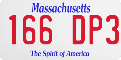 MA license plate 166DP3
