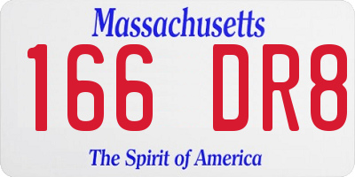 MA license plate 166DR8