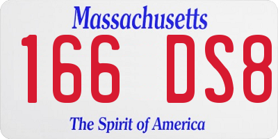 MA license plate 166DS8