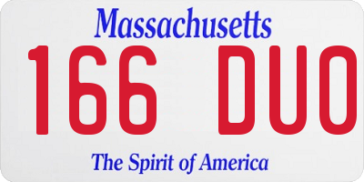 MA license plate 166DU0
