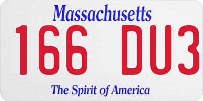 MA license plate 166DU3
