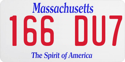 MA license plate 166DU7
