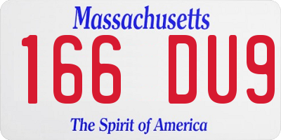 MA license plate 166DU9