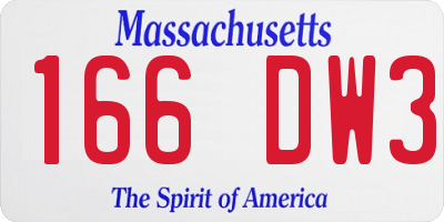 MA license plate 166DW3