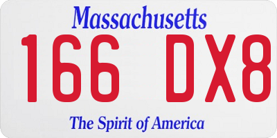 MA license plate 166DX8